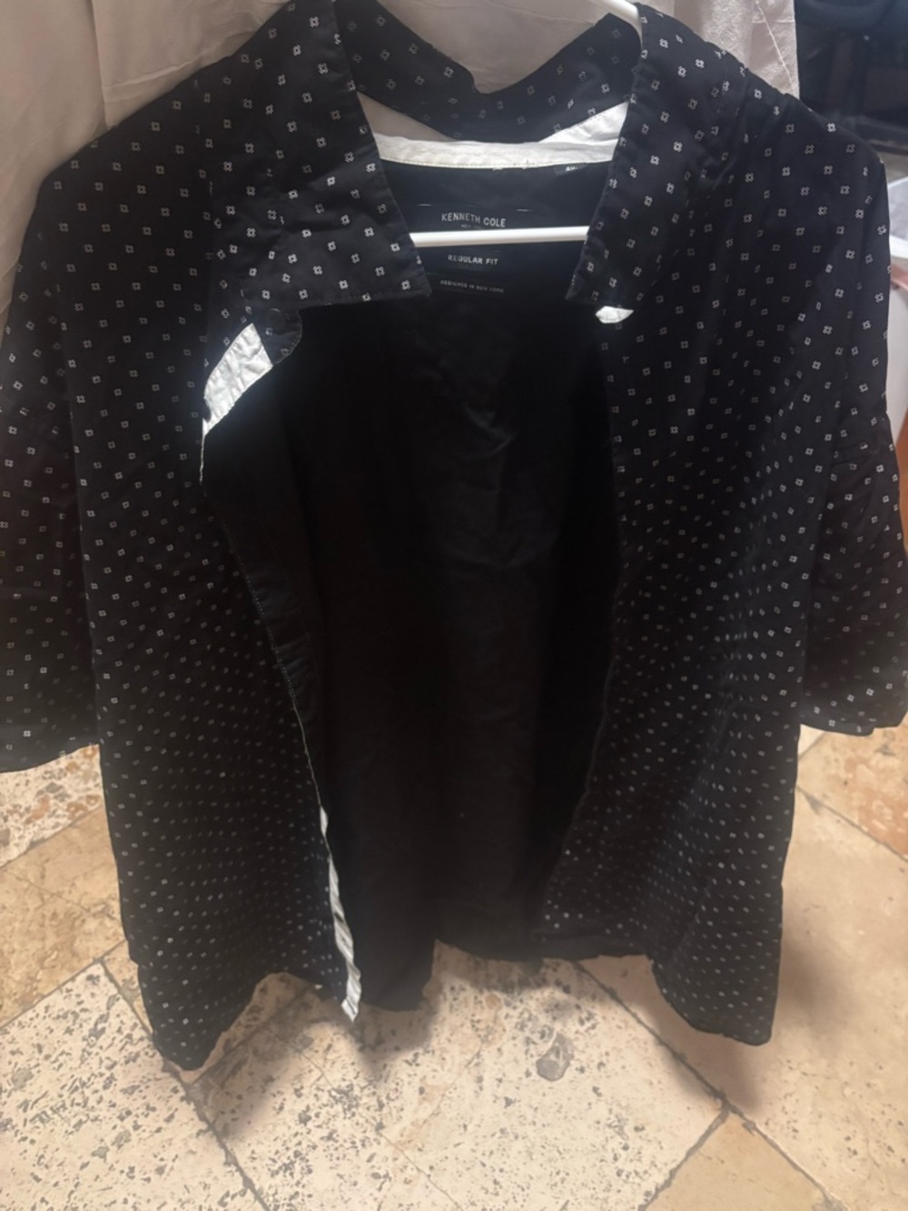 Kenneth Cole Men’s Shirt 4XL Black White Pattern Button Up Regular Fit Casual